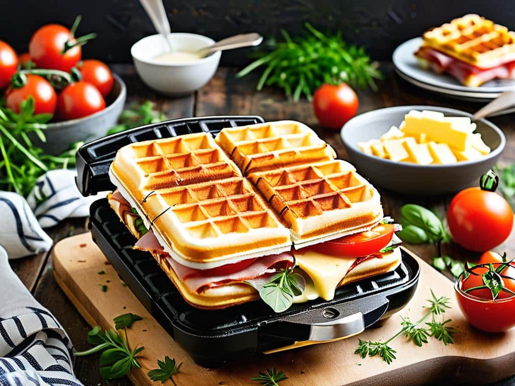 Ich bereite sie anstelle von Sandwiches zum Frühstück und Abendessen zu. Diese Waffeln schmecken wie die beste Pizza