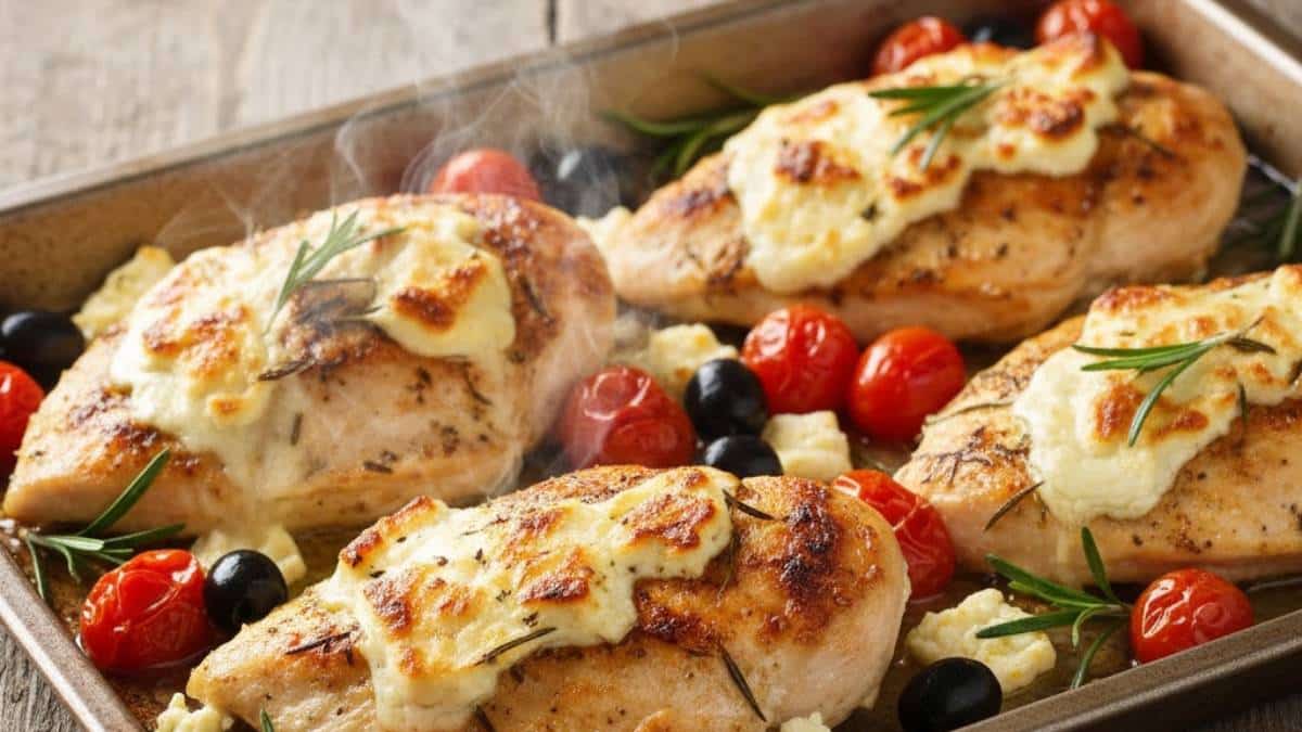 Feta-Hähnchen Rezept: Schnelles Low-Carb Abendessen vom Blech