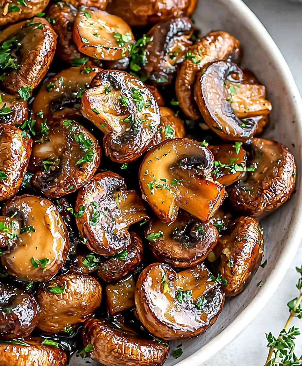 Ich brate Champignons an und gieße diese Flüssigkeit darüber. Sie schmecken besser als Waldpilze