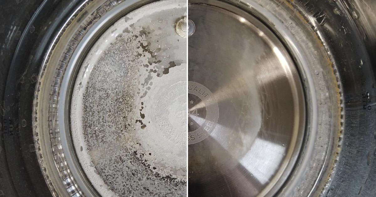 Keineswegs Essig. Gießen Sie es in den Wasserkocher, und der Kalkablagerungen lösen sich in Stücken